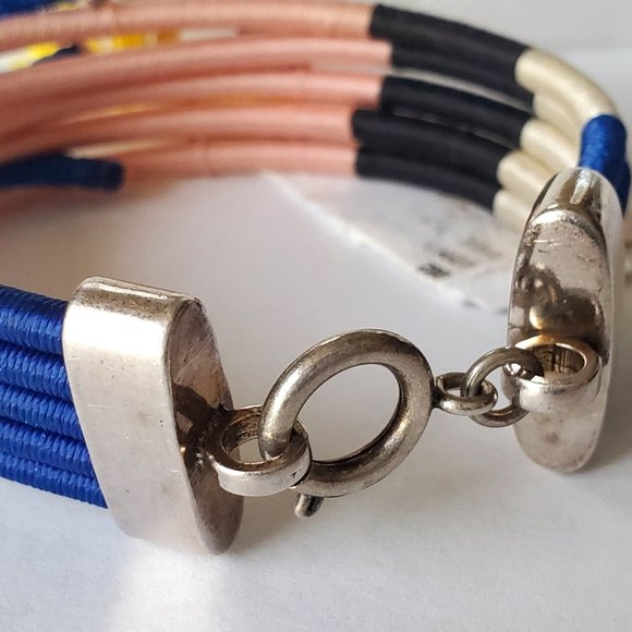 NWT Isabel Marant Women's Tassel Blue White Black Pink Silver Wrap Bracelet - Picture 8 of 11